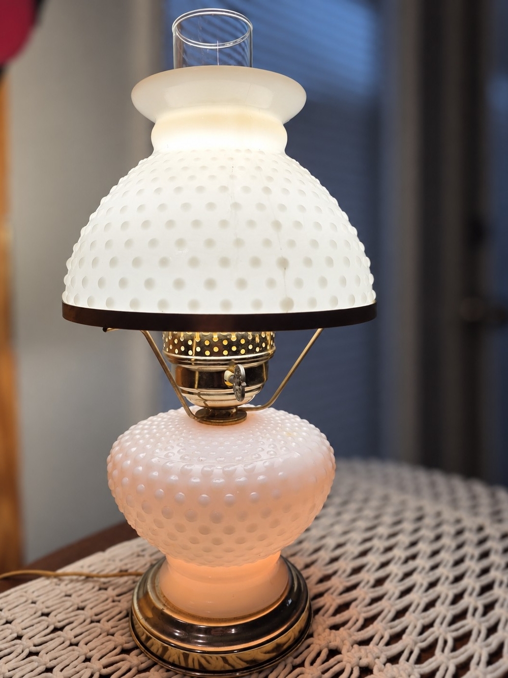 White Hobnail Milk Glass Table Lamp - Classic Home Accents